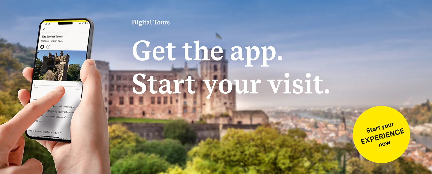 Heidelberg Castle, advertising banner for the app "Monument BW"